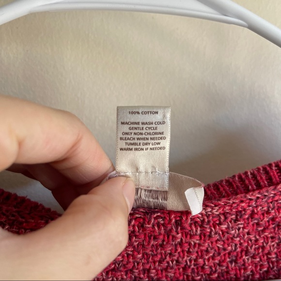 Loft Red Chunky Knit Weave Pullover Sweater - Picture 3 of 5